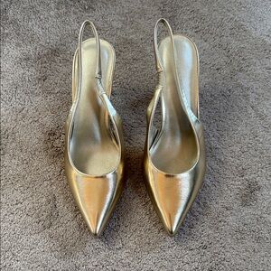 Amazon Metallic Gold Pointed Slingback Heels